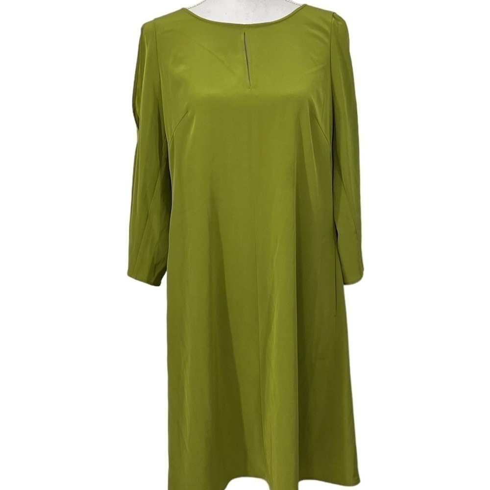 Luisa Cerano Women’s Size 8 Green 3/4 Sleeves Cold Shoulder Round Neck Dress